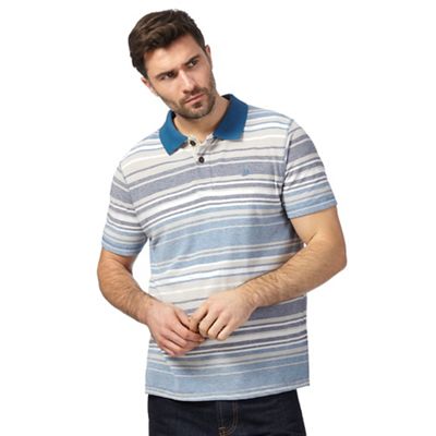 Big and tall blue variegated striped polo shirt